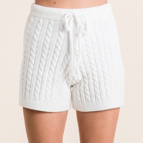 Cable Knit Soft Chenille Lounge Set IVORY - Picture 8 of 14